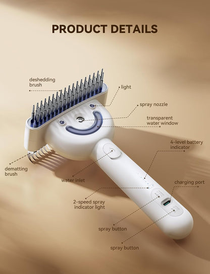 Dog Brush for Shedding with Steam, Dog Brush for Long Haired Dogs and Cats, Dual-Sided Dematting and Deshedding, Safe Non-Deforming Steel Pins, for Medium-Thick Coats Prone to Tangles & Shedding - Image 9