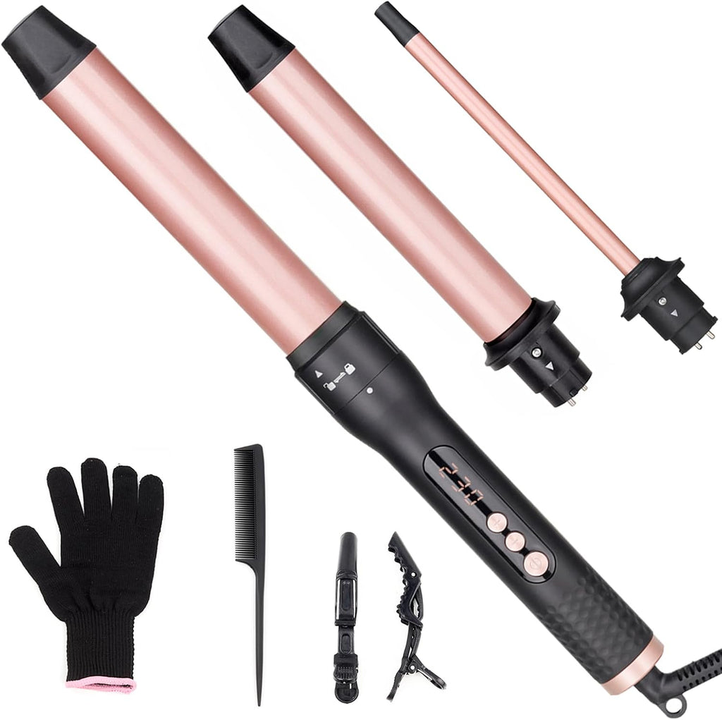 Unobey 3 in 1 curling iron set with three interchangeable barrels