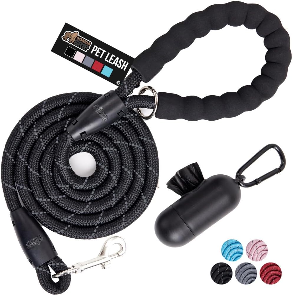 GORILLA GRIP Dog Leash, Heavy Duty Reflective Rope Leashes for 33lb Dogs, Cats, Small Animals, Puppy Training Essential for Walks, Hikes, Soft Handle, Rotating Metal Clip, Waste Bag Dispenser, Pink - Image 11