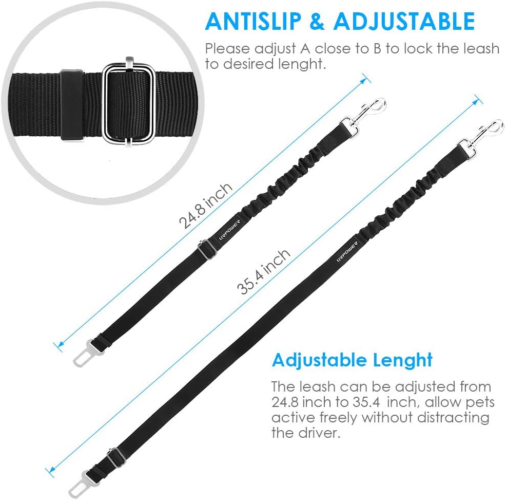 Two pack black dog safety belt for car travel