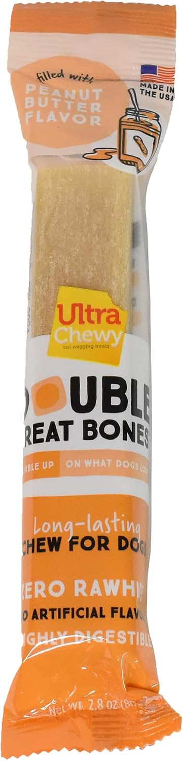 Ultra Chewy non rawhide peanut butter center double treat bones for puppies