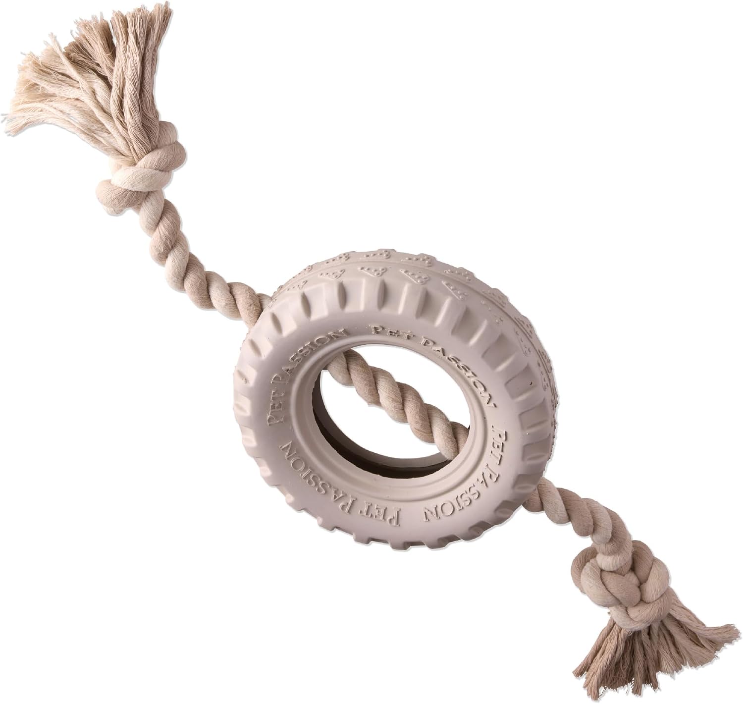 Pet Passion Natural Rubber Tire and Organic Cotton Rope Pull and Chew Dog Toy for All Pet Breeds, Blush, Small - Image 12