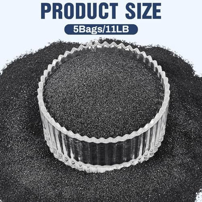 Black silica sand inside an outdoor fire pit station