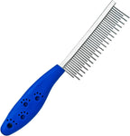 SPDTECH long hair pet grooming comb front view showcasing blue paw print handle