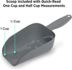 Side profile of Mighty Tuff pet food container showing handles