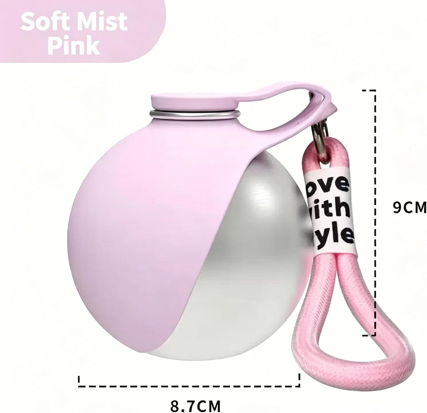Outdoor pet hydration bottle with pink collapsible silicone dog bowl