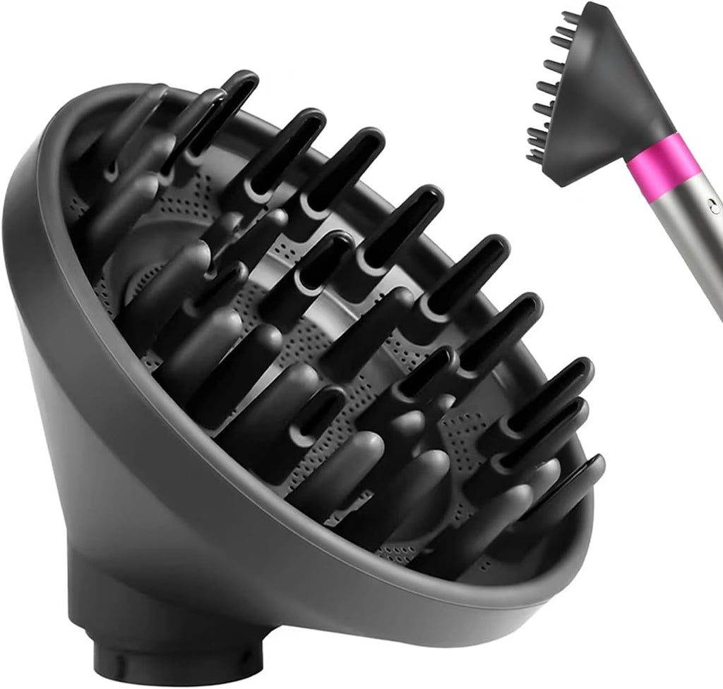 MengTiger diffuser attachment for Dyson Airwrap front view showing extended prongs for curly hair styling