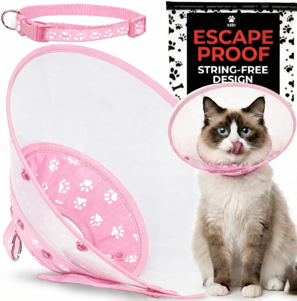 Cat Recovery Cone Kit Post Surgical Soft Pet Vest, Collar, and Non-Irritating Protection Cone for Cats - Comfortable Injury Care Solution (Black with White Paws, Medium) - Image 13