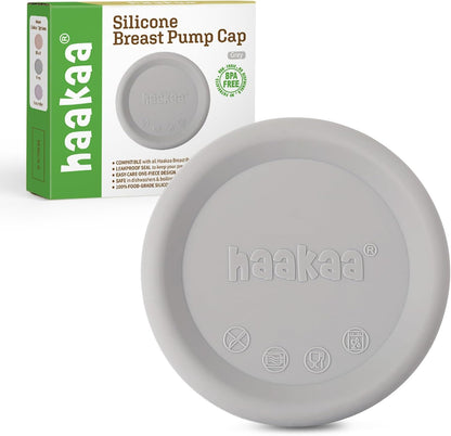 Haakaa Lid Manual Breast Pump Silicone Cap front view on a grey background