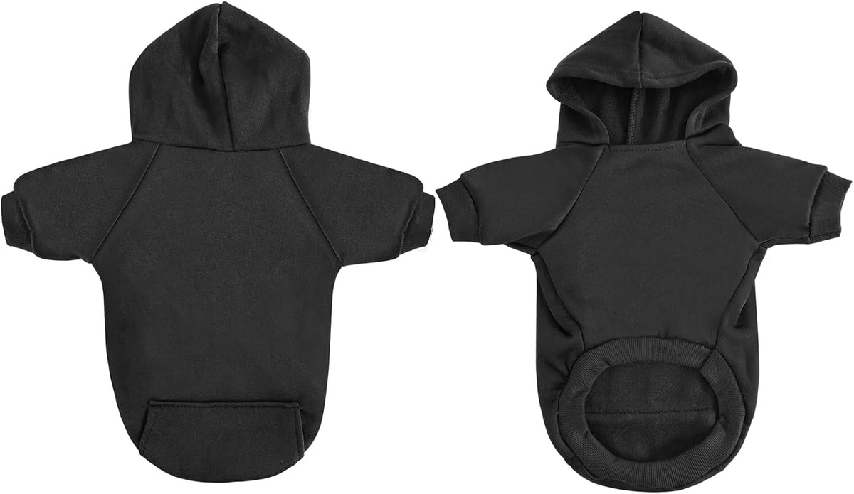 Side profile of Idepet black hoodie for small pets
