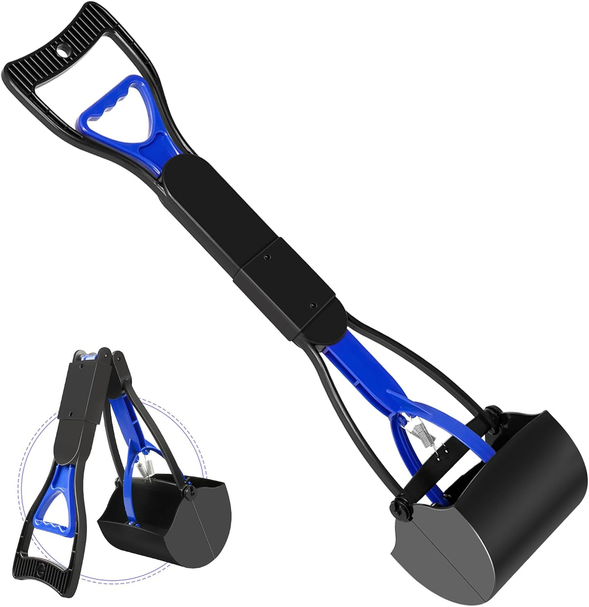 UPSKY Foldable Pet Pooper Scooper front view showing the comfortable easy-pull handle and durable non-stick ABS body