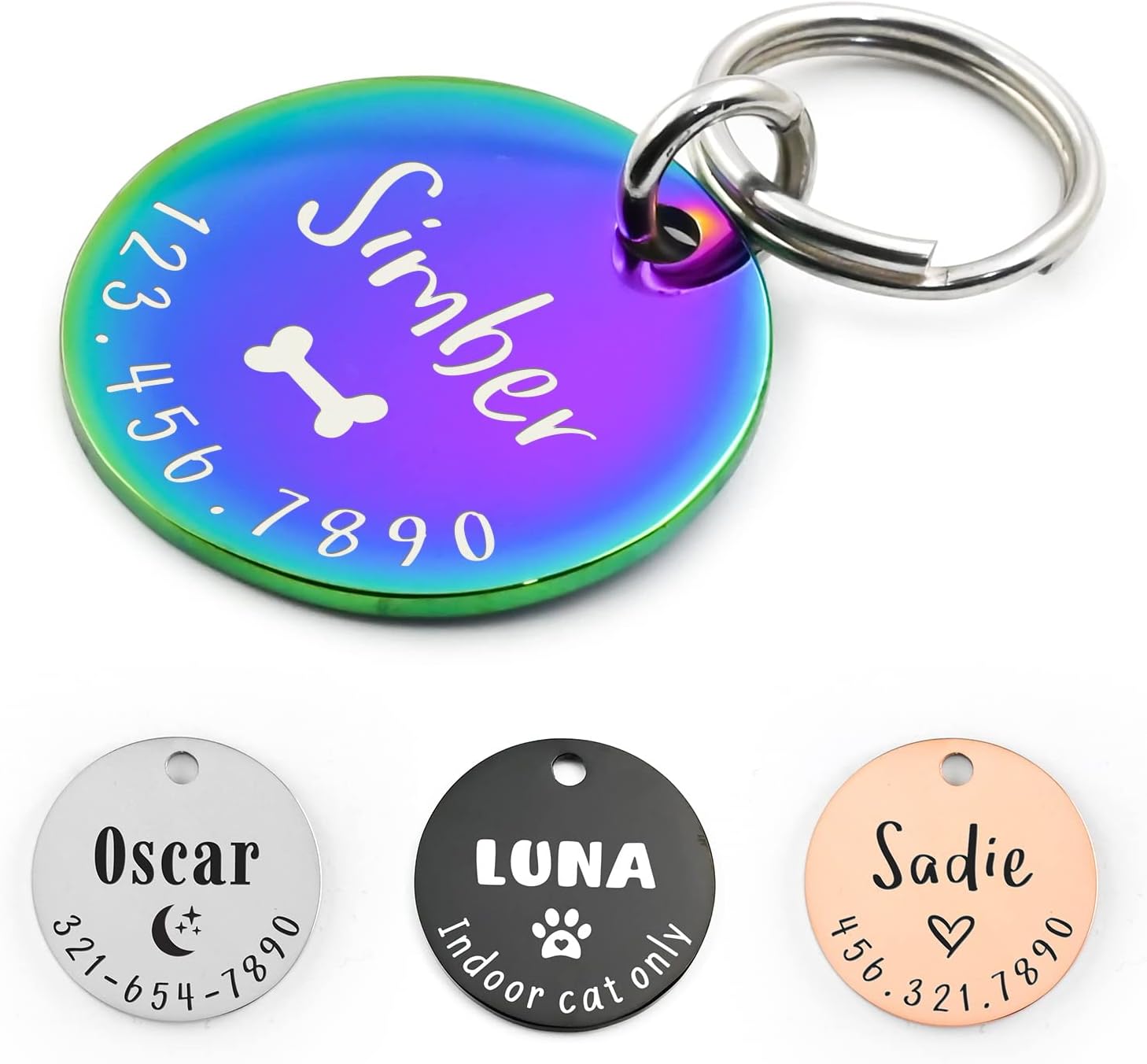 Personalized Lovely Symbols Dog Tags and Cat Custom Engraved Stainless Steel Pet ID Tag (X-Small, Rose Gold) - Image 13