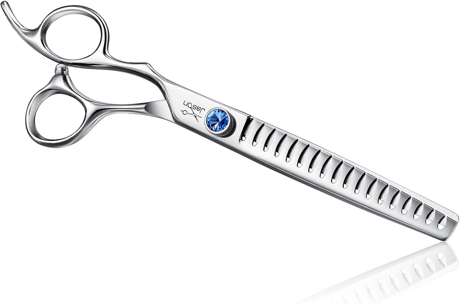 JASON Left Handed 7" 50 Teeth Blending Dog Grooming Scissor, Ergonomic Cats Grooming Thinning Shears Pets Trimming Kit with Offset Handle and a Jewelled Screw, Sharp, Comfortable Blender Christmas - Image 9