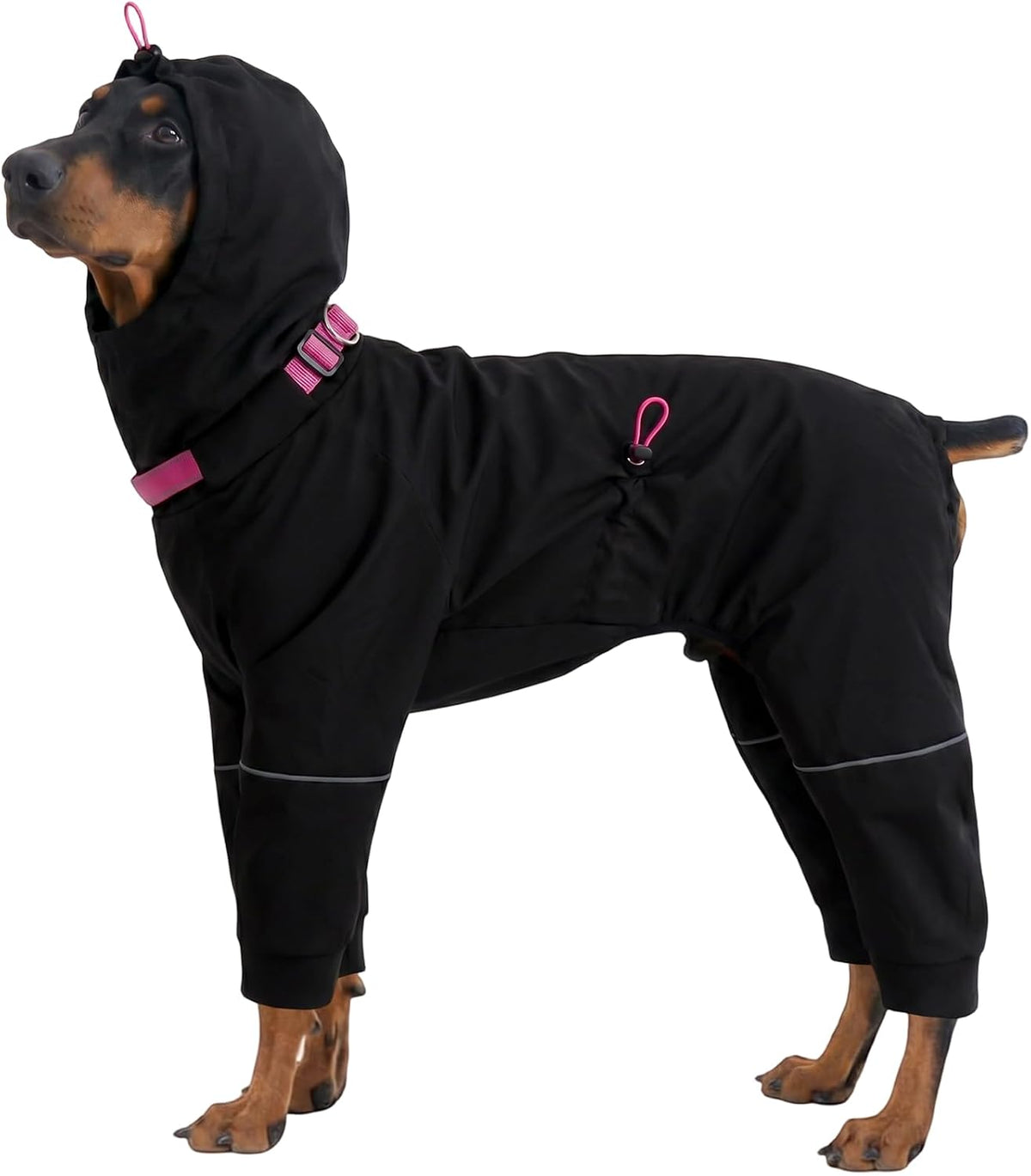 Kouser Waterproof Dog Raincoat with Reflective Stripes, Adjustable Dog Rain Jacket with Leash D-Ring, Lightweight Full-Body Coverage Hooded Poncho Rain Coat for Small Medium Large Dogs, Pink XL - Image 14