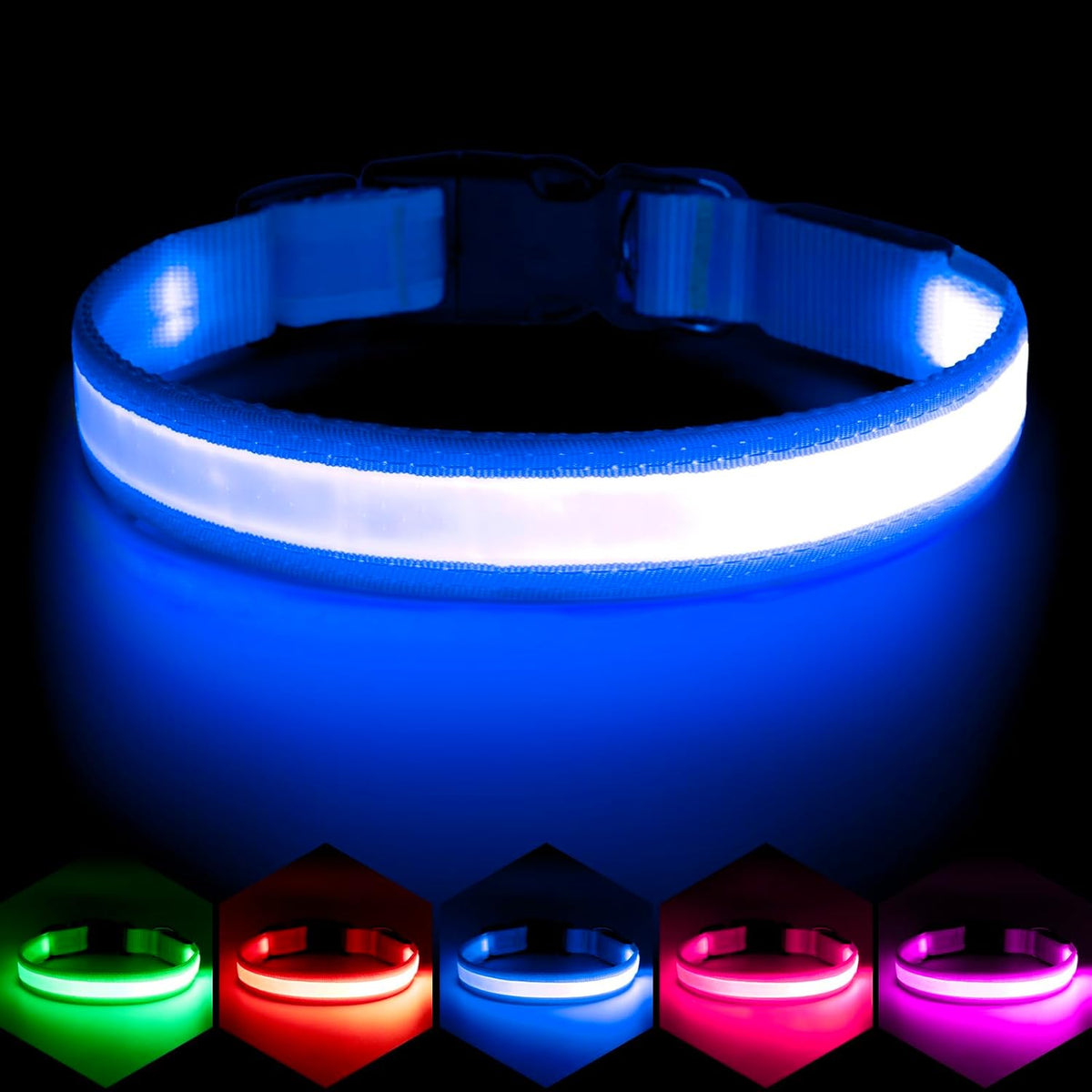 Vizpet LED Dog Collar, Light Up Dog Collar Adjustable USB Rechargeable Super Bright Safety Light Glowing Collars for Dogs(Medium,Green) - Image 10