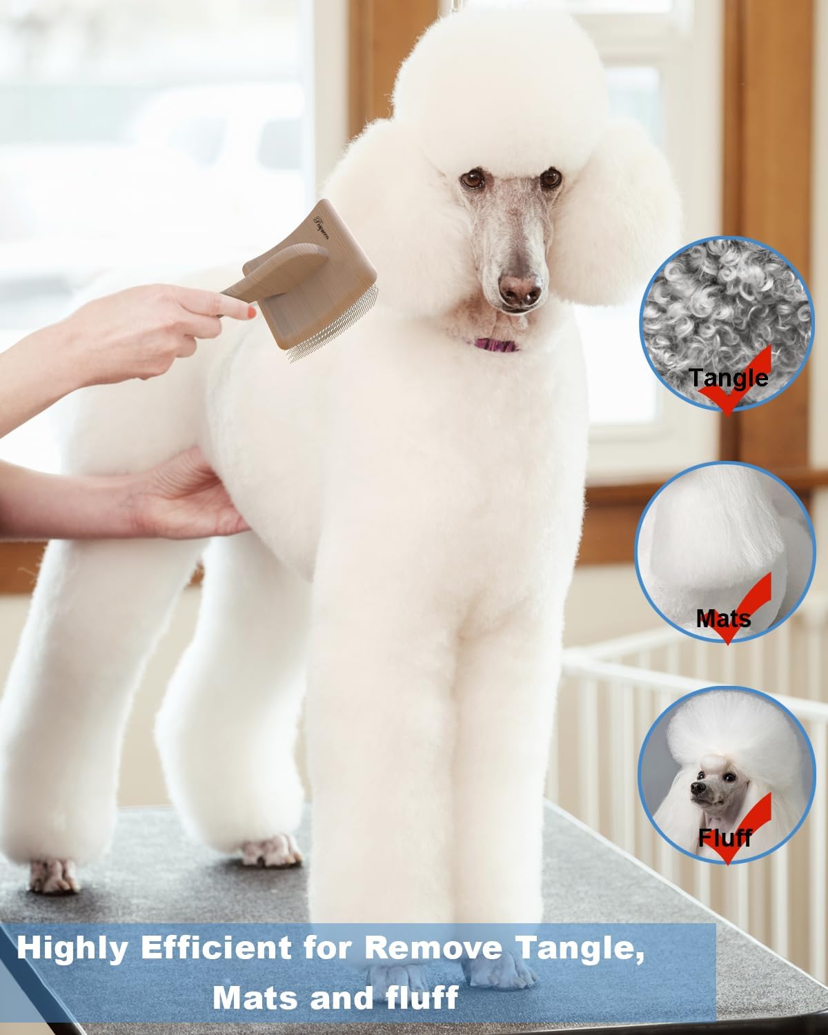 Petqueen large dog grooming brush with the included bonus stainless steel comb