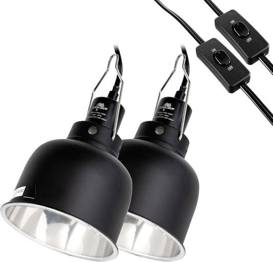 Cavachew two pack reptile light fixture front view for terrarium basking bulbs.