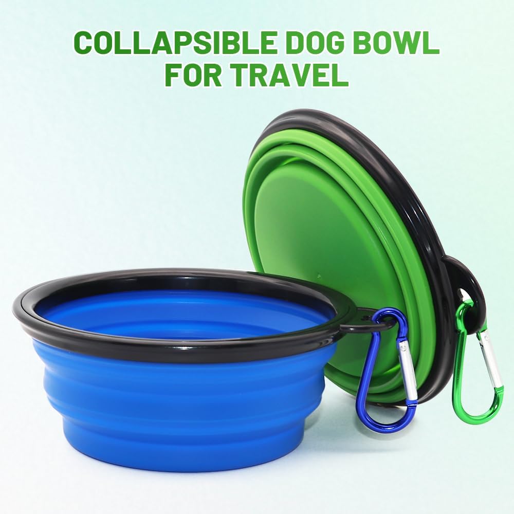 SLSON foldable pet bowl two pack displayed in completely flat collapsed position