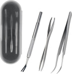 Swyzy stainless steel tick remover kit with tweezers and V-shaped tool in storage case