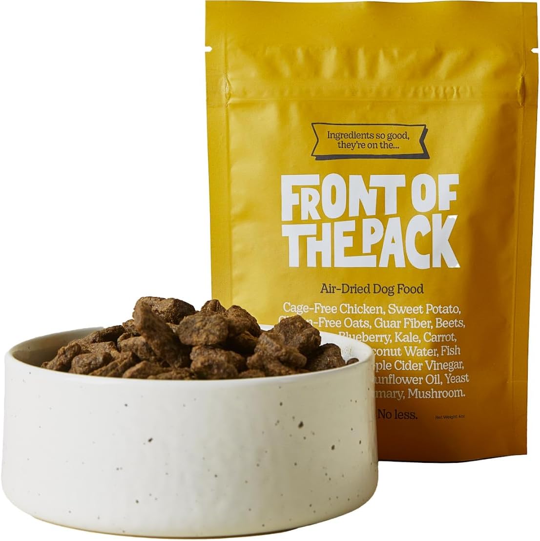 Front Of The Pack Air Dried Dog Food Taster Pack front view package showing natural ingredients