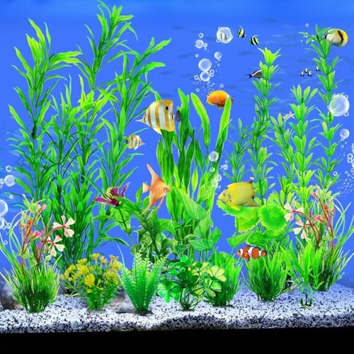 Close up view of the smooth leaf texture on the CousDUoBe artificial aquatic plant set