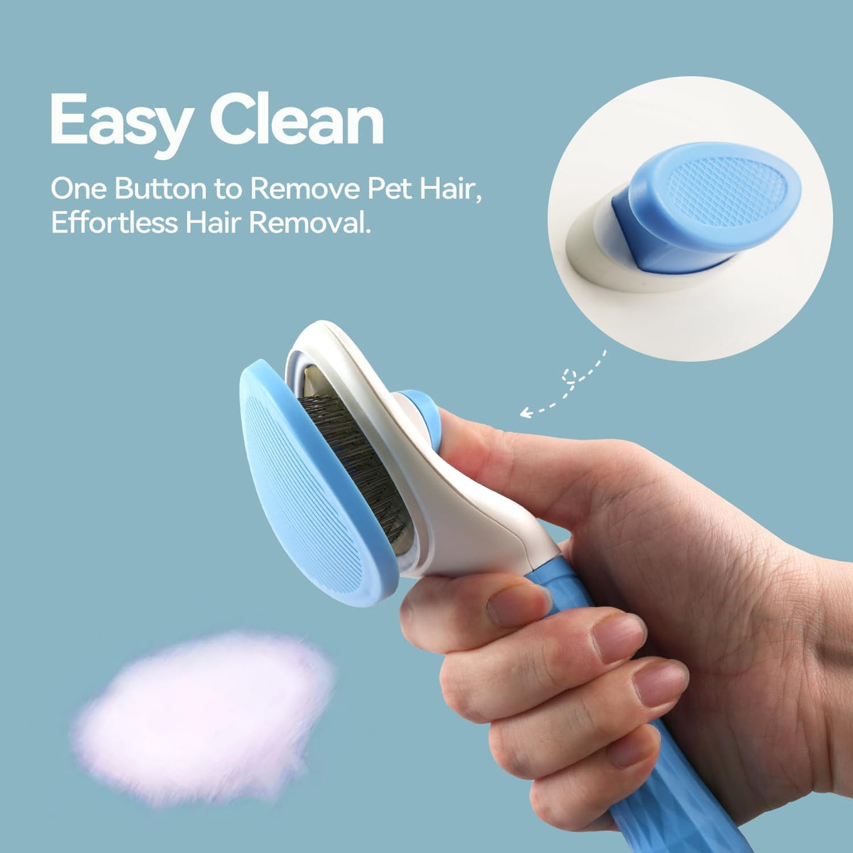 A pair of blue and black silicone pet hair removal gloves showing the textured massaging bristles