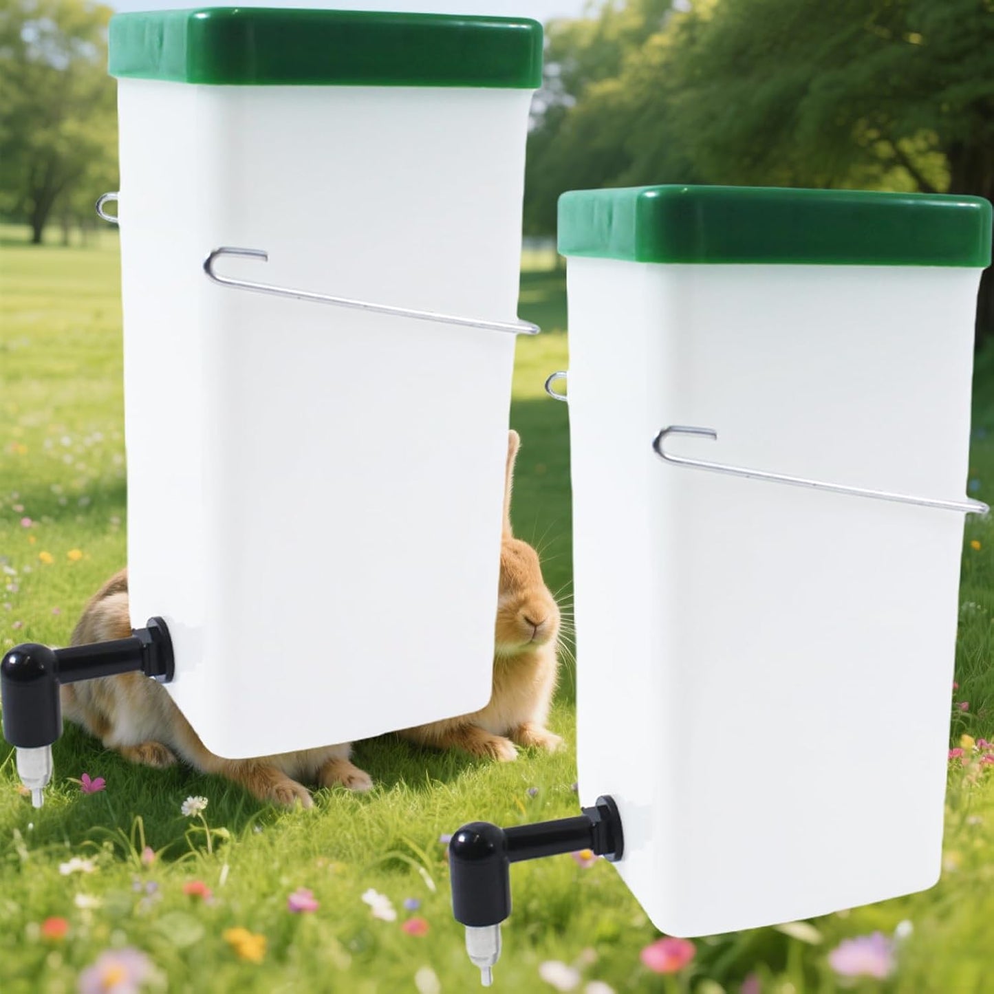 2Pack Rabbit Water Bottle for Cage, 32oz Small Animal Water Dispenser Water Bottle for Small Pet/Bunny/Ferret/Hamster/Guinea Pig/Rabbit/Chinchilla/Mouse/Rat/Gerbil (Clear, 2 Pack 32 Ounce) - Image 1