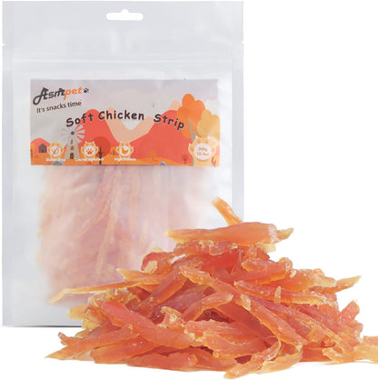 Hand holding Asmpet chicken jerky rings for training