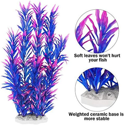 Close up view of the durable ceramic base on the MyLifeUNIT blue artificial seaweed plant.