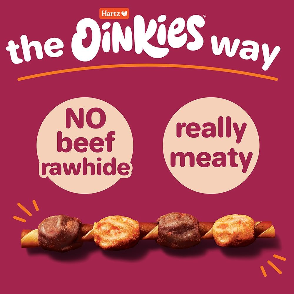 Hartz Oinkies 18 count pack showing healthy oven baked dog treats