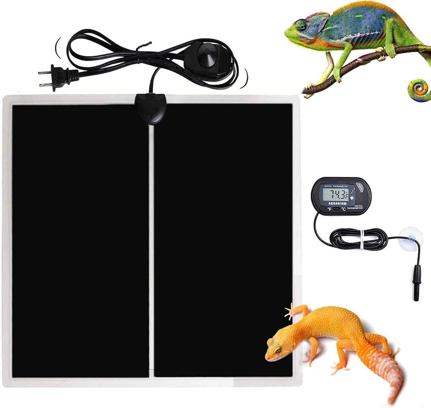 MQ Reptile Terrarium Heat Pad with LCD Digital Aquarium Thermometer, 5.5 x 6in Power Adjustment Under Tank Heater Mat for Pets, Small Animals, Seedling, 5W - Image 12