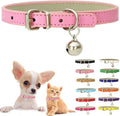 Weimostar pink XXS cat collar with silver bell front view