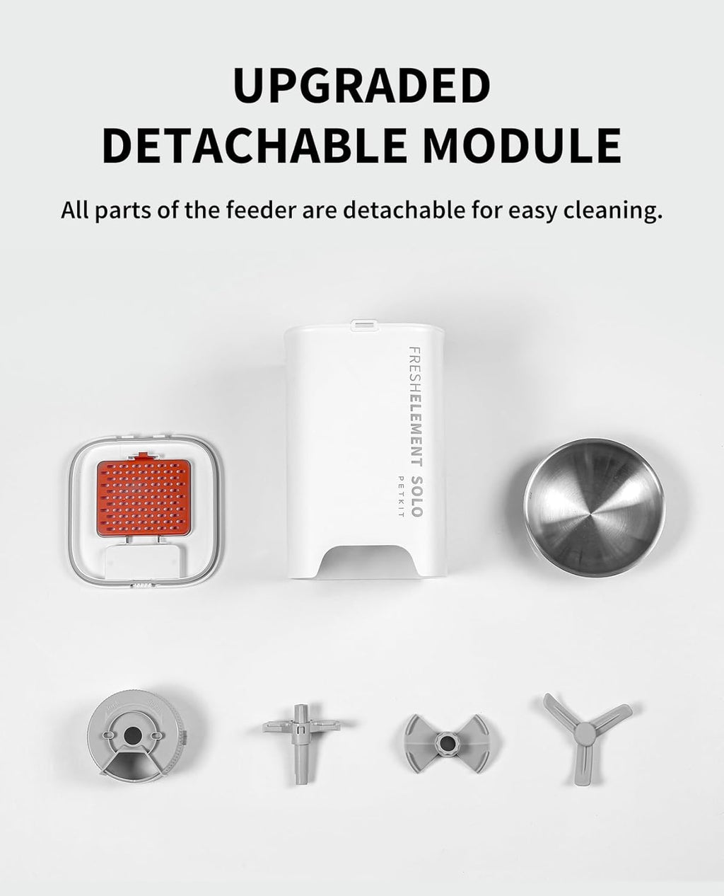 White three-liter automated pet feeder viewed from an angled perspective