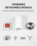 White three-liter automated pet feeder viewed from an angled perspective