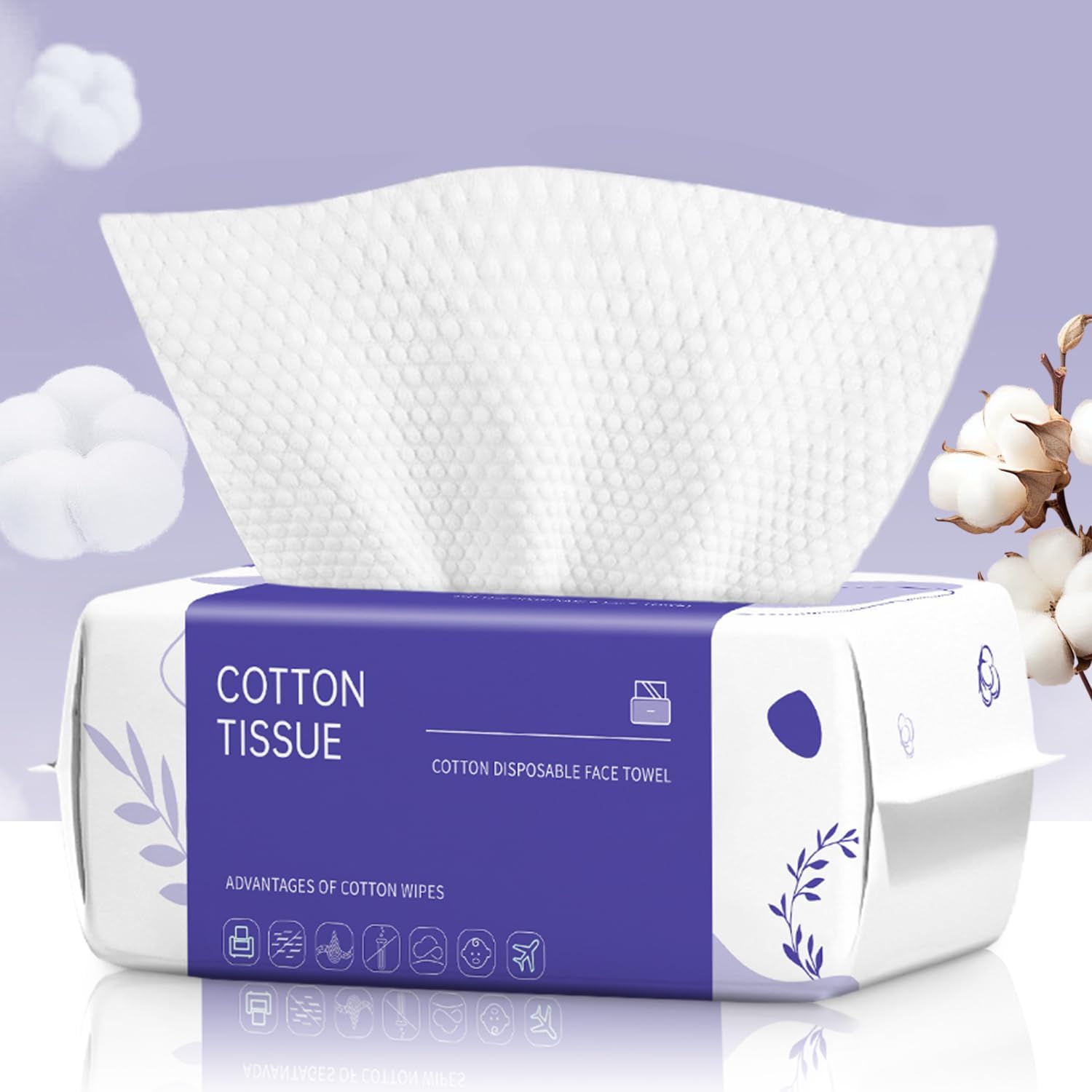 Cokoness disposable face towel 100 count front packaging view