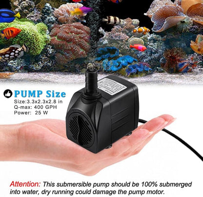 PULACO 1500 liters per hour water pump operating inside a clear fish tank