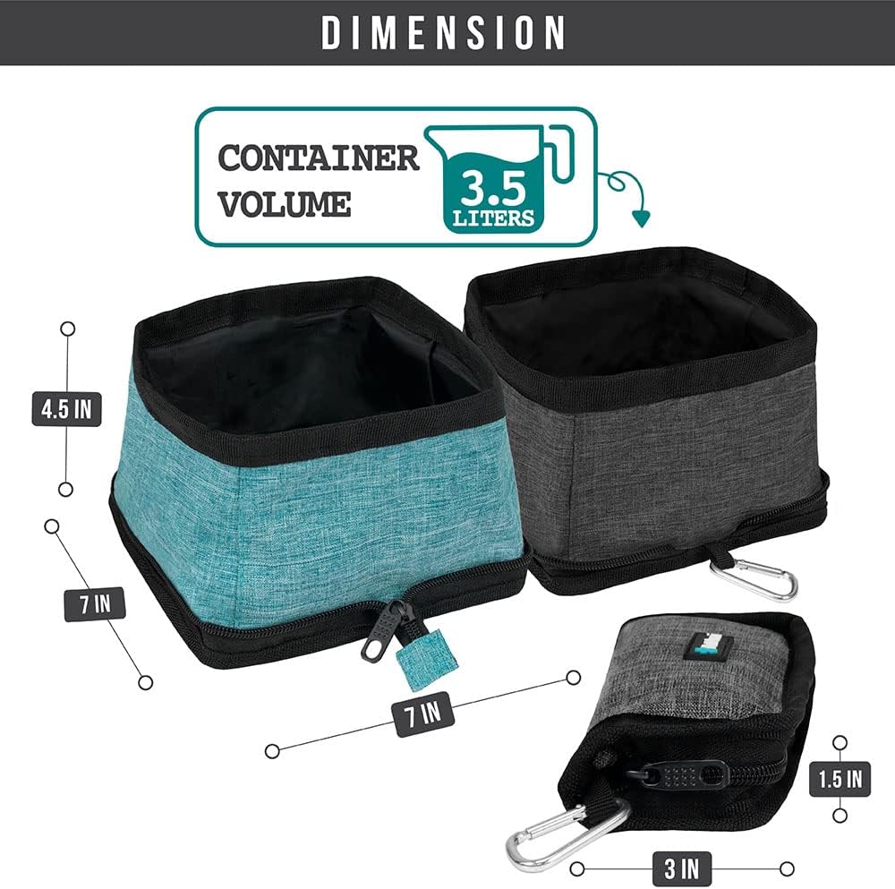 PetAmi portable pet dish folded and zipped up into a compact travel pouch.