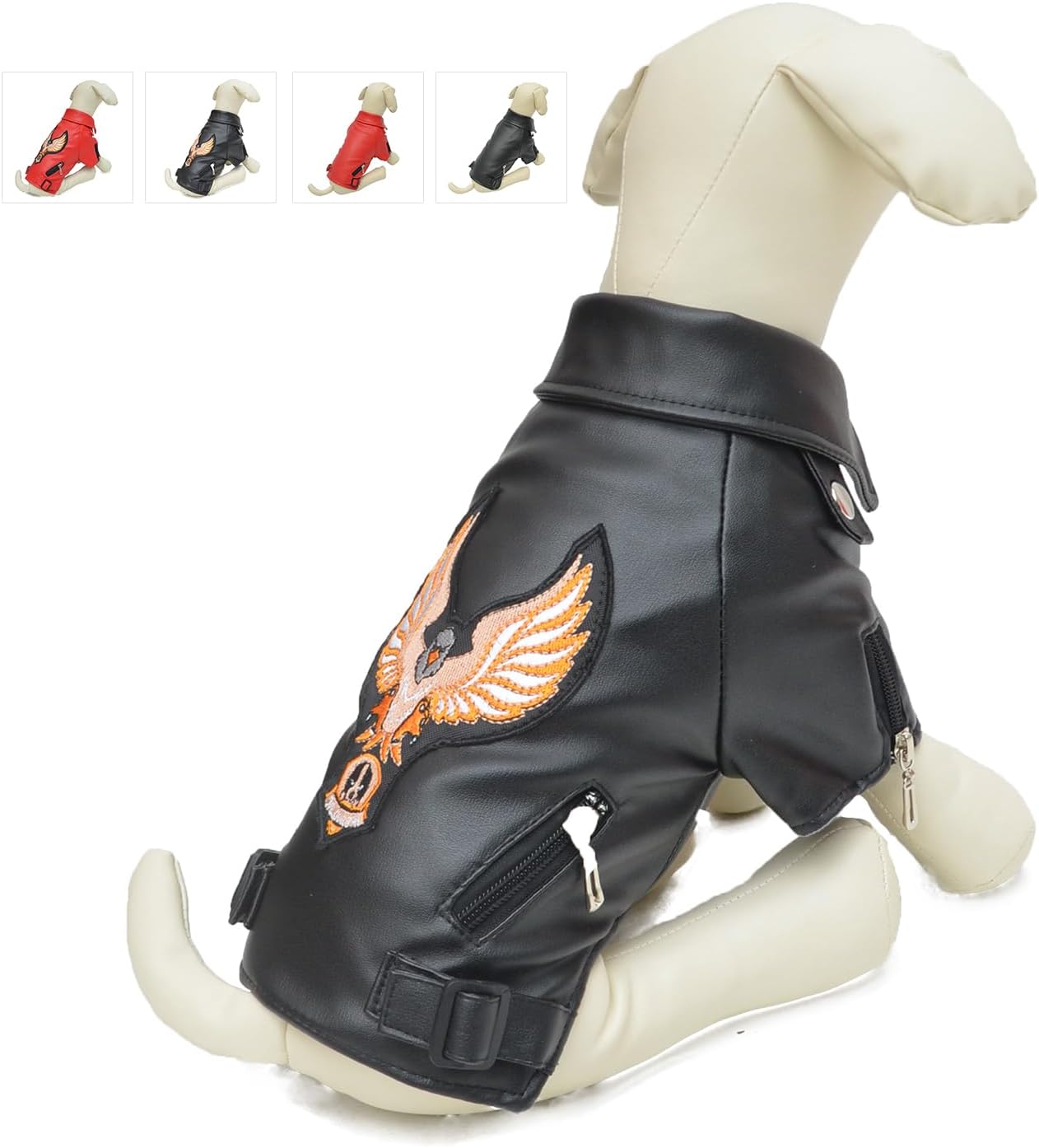 Lovelonglong Cool Dog Leather Jacket, Warm Coats Dogs Windproof Cold Weather Coats for Large Medium Small Dogs, Yorkshire Terrier Clothing Black S - Image 9