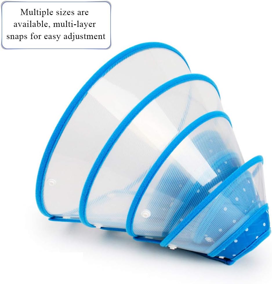 Andiker blue Elizabethan collar multi layer snap buttons detail view