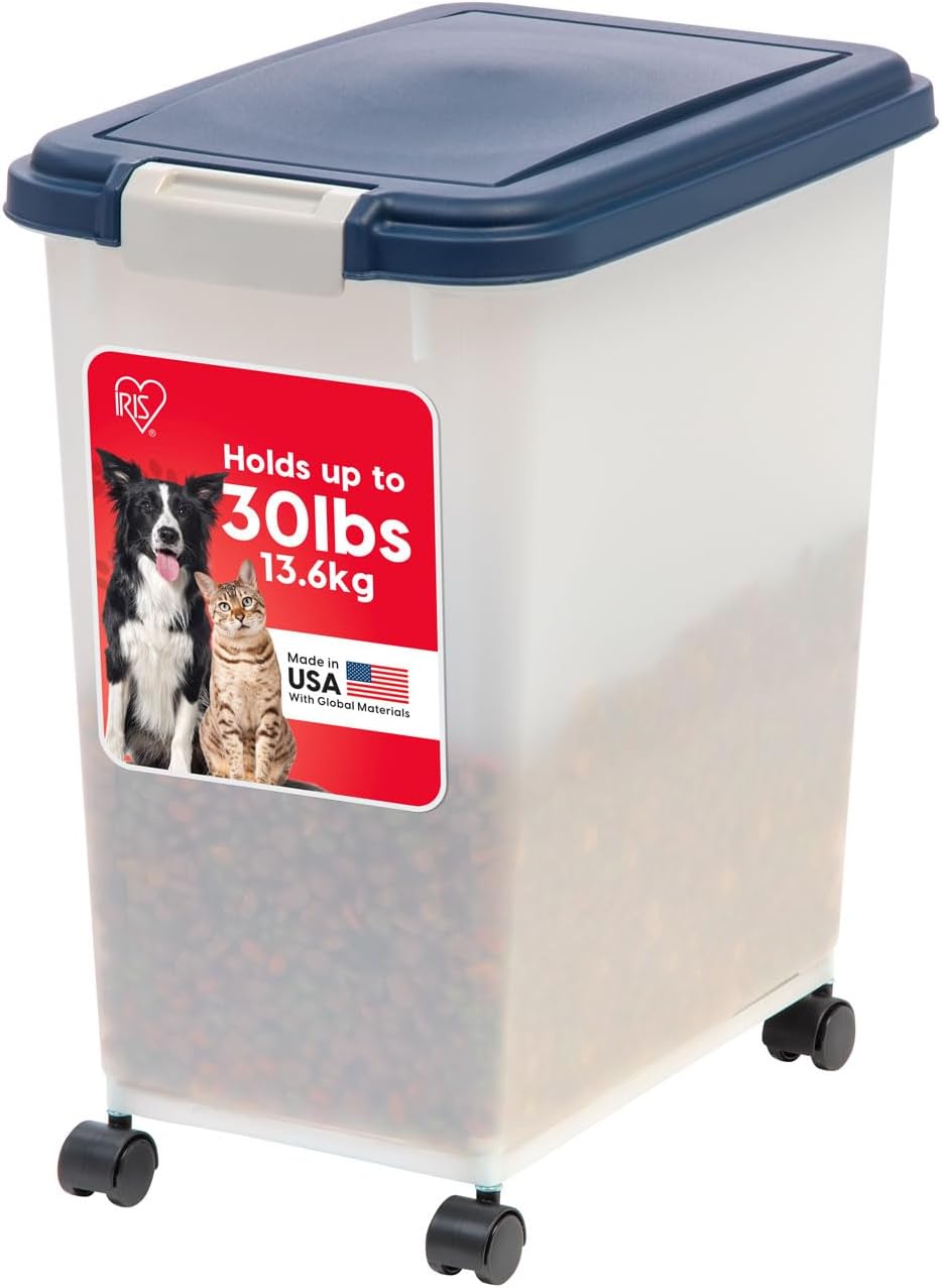 IRIS USA Dog Food Storage Container with Wheels, Airtight Lid, 2-Cup Scoop, Up to 40 Pounds Pet Food Storage, Built in Scoop Storage in Lid, Versatile Pet Food Bin, Portable, BPA Free, Gray/Dark Gray - Image 9