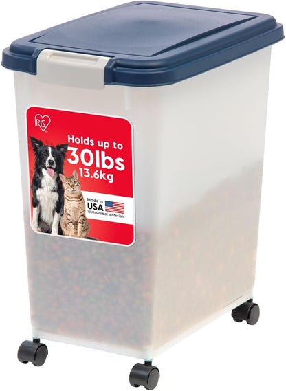 IRIS USA Dog Food Storage Container with Wheels, Airtight Lid, 2-Cup Scoop, Up to 40 Pounds Pet Food Storage, Built in Scoop Storage in Lid, Versatile Pet Food Bin, Portable, BPA Free, Gray/Dark Gray - Image 9