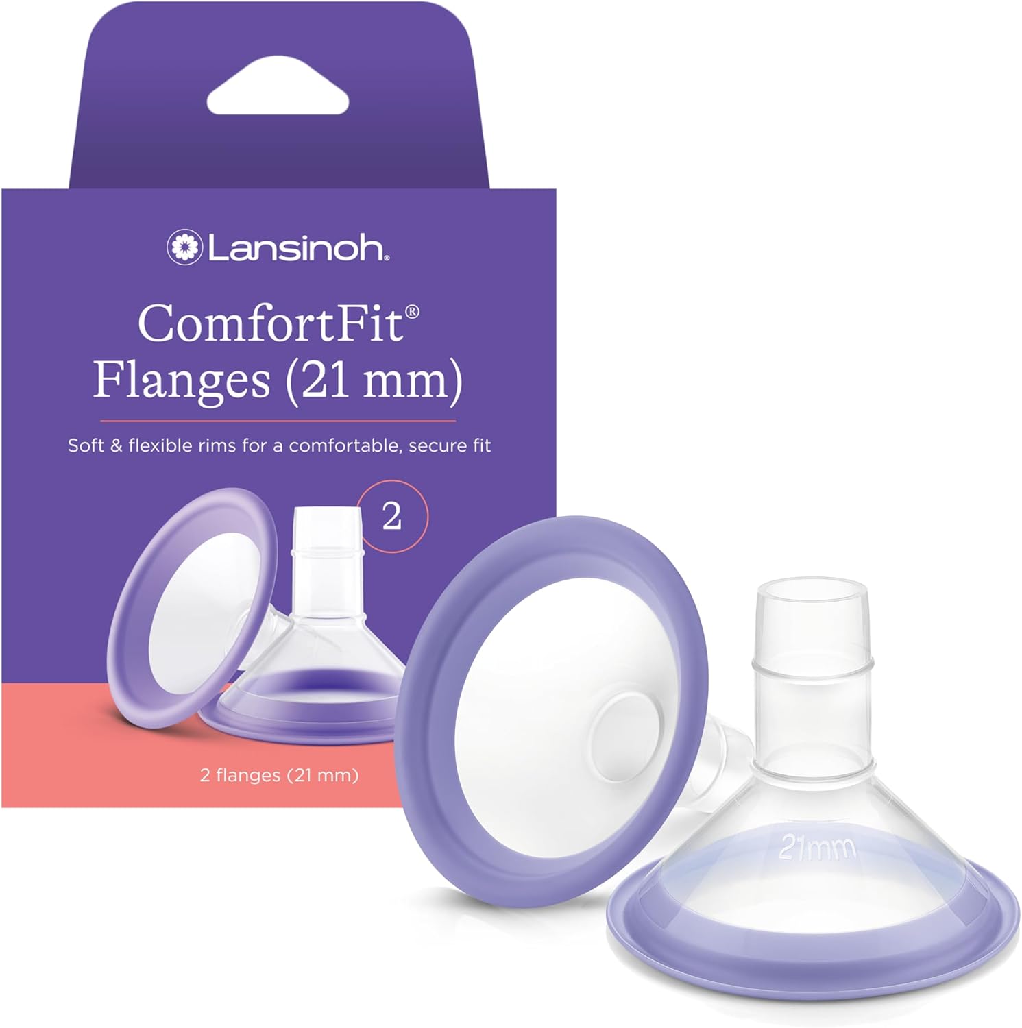 Lansinoh ComfortFit Breast Pump Flanges 21mm front view