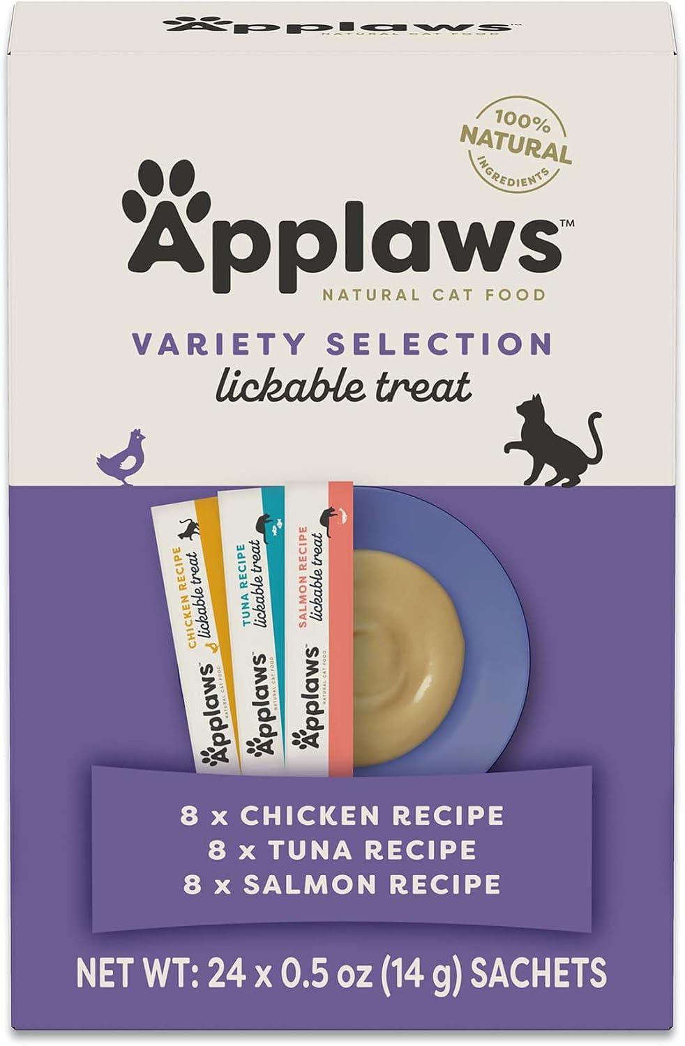 Applaws Lickable Cat Treats, Natural Grain-Free Pure, Made with Limited and Natural Ingredients, No Artificial Additives, Fish Squeeze Up Cat Treats (24 x 0.5 oz Sachets) - Image 10