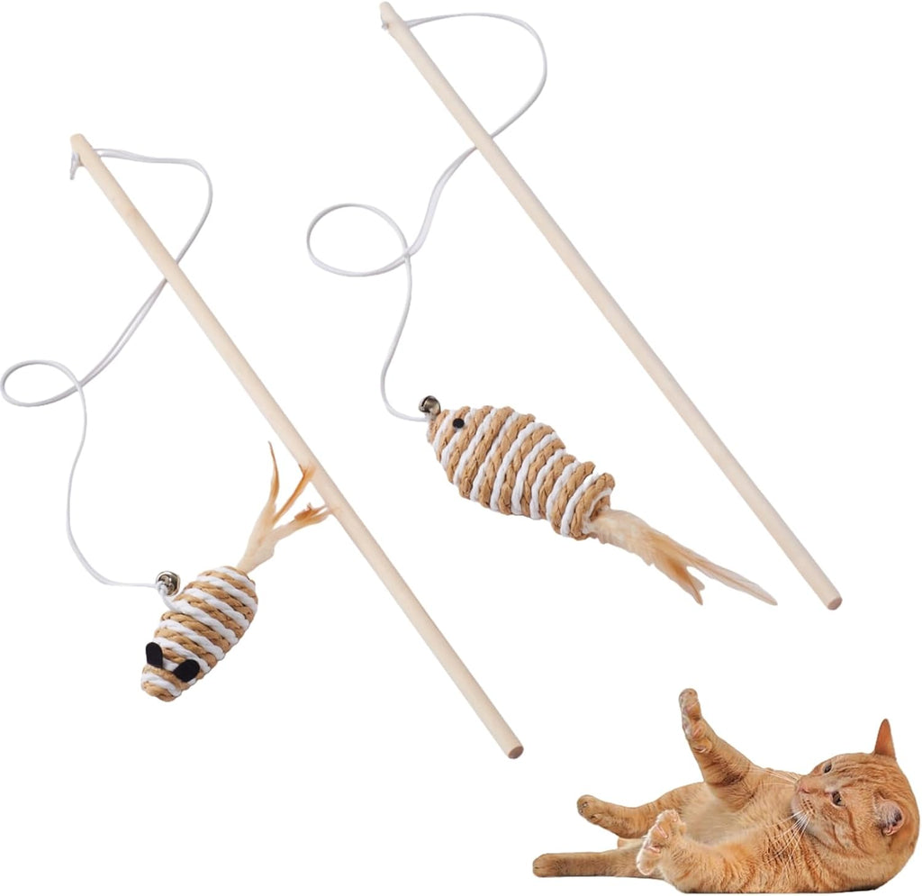 NOWFRESH Cat Wand Toy Set, 2 PCS Interactive Cat Teaser Wands with Cute Bee & Mouse Designs, Equipped with Bells and Streamers to Captivate Your Cat's Attention - Image 13