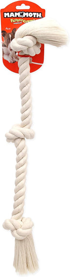 White cotton chew toy for large dogs displayed flat