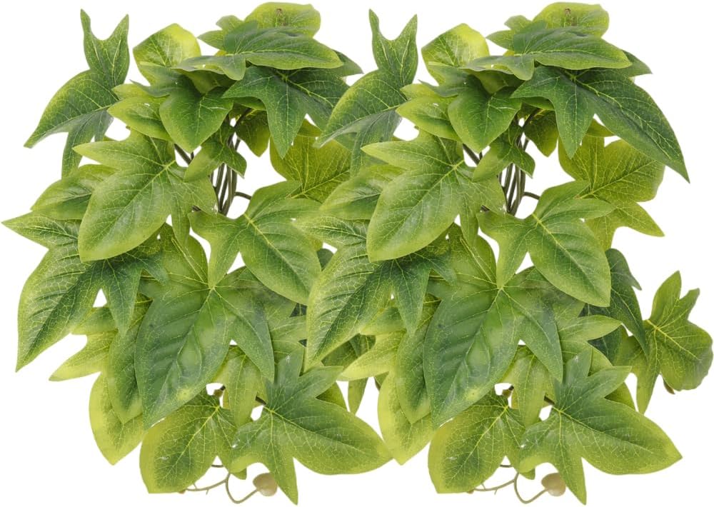 2Pack Reptile Fake Plants for Terrarium, Snake Tank Accessories, Habitat Decor Artificial Hanging Plants with Suction Cup - Fake Monstera - Image 12