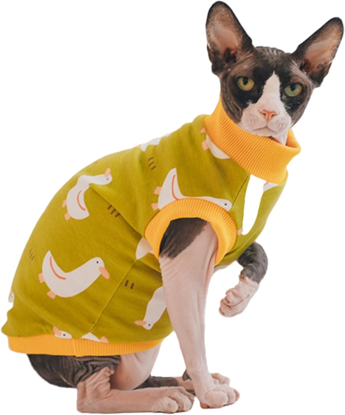 Sphynx Hairless Cat Summer Cotton T-Shirts Cat Vest Pet Clothes,Round Collar Vest Kitten Shirts Sleeveless, Cats & Small Dogs Apparel (Medium, Yellow Ducks) - Image 10