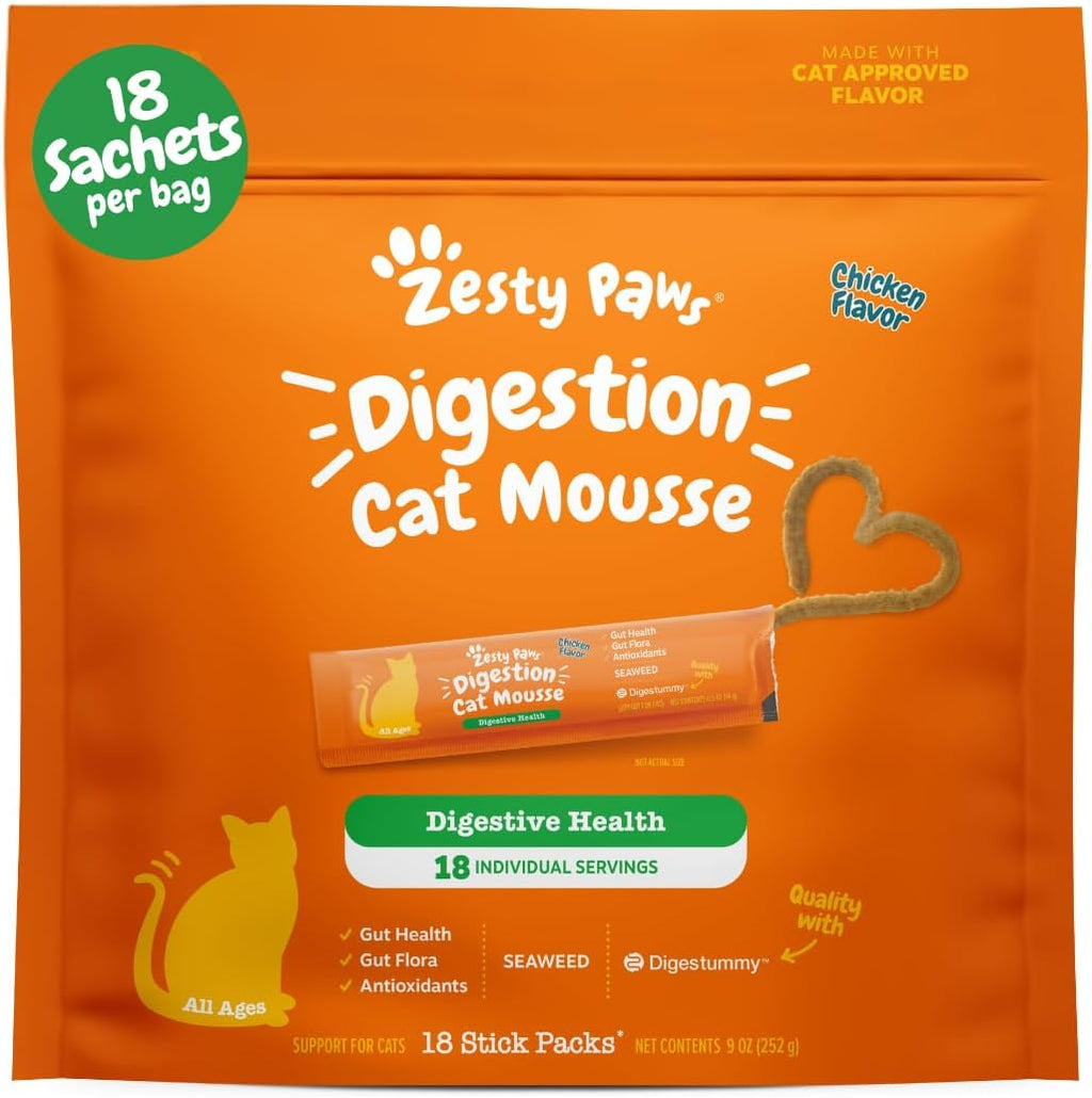 Zesty Paws Cat Mousse Digestion front view showing packaging details