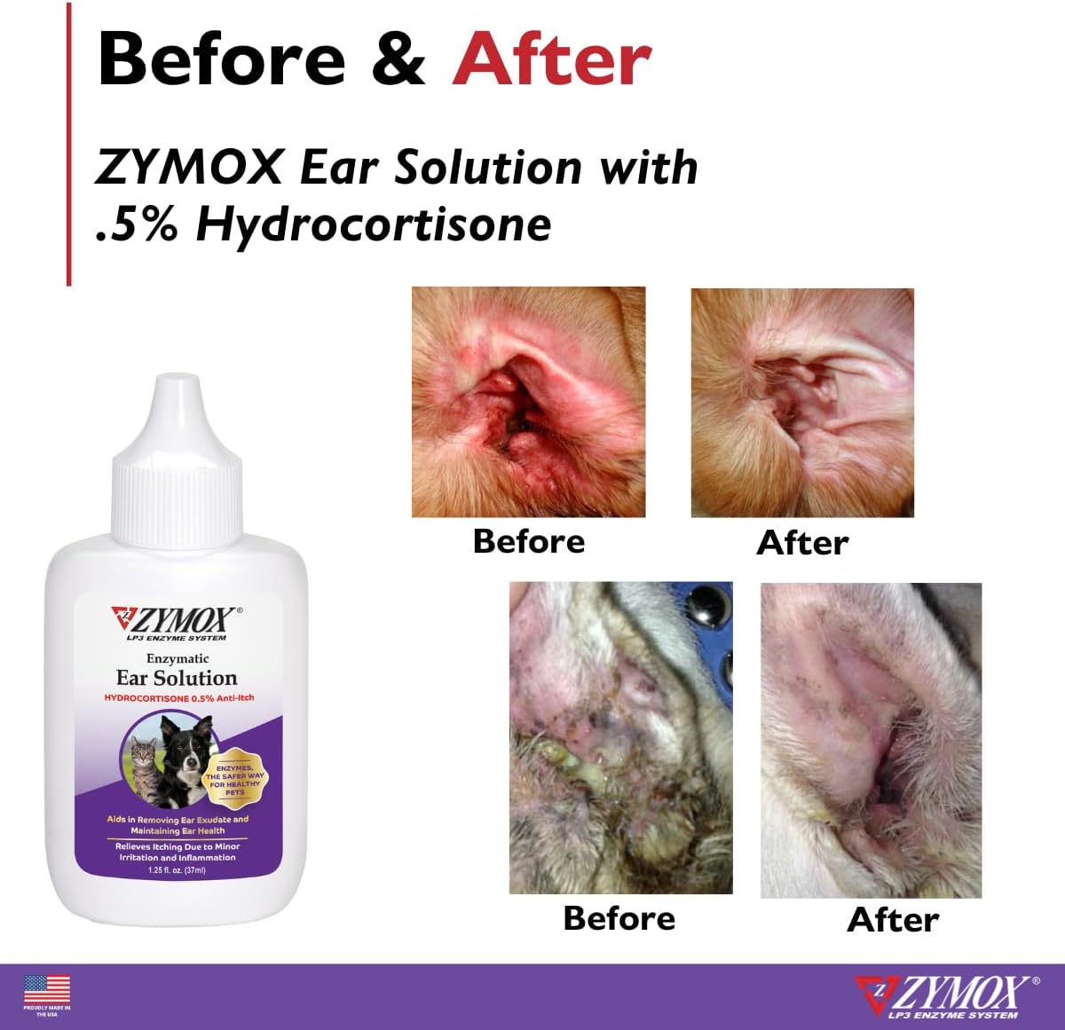 Zymox pet ear treatment bottle with dropper applicator