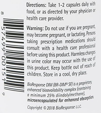 Three bottles of BioResponse DIM 150 mg estrogen metabolism support supplements arranged together